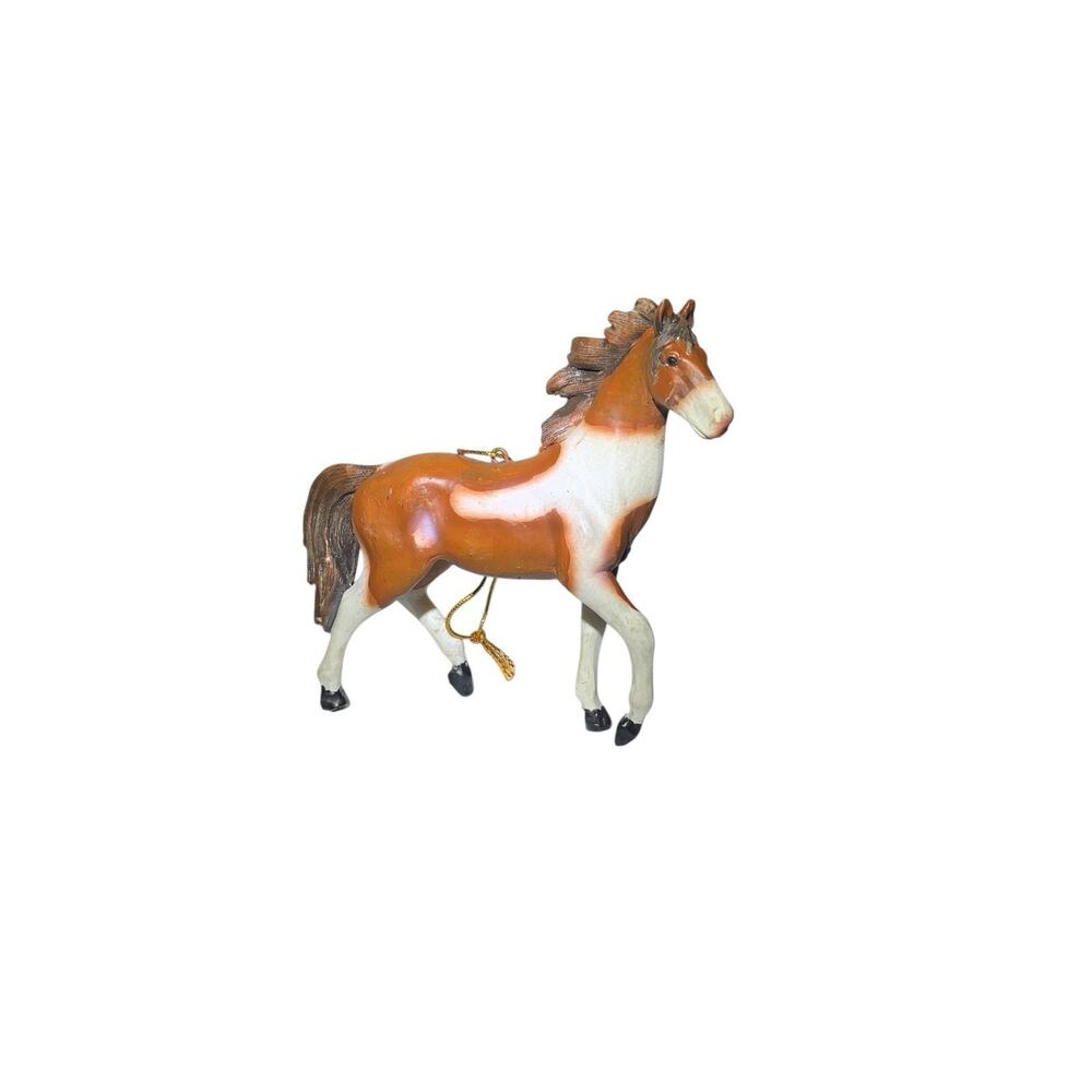 Vintage Horse Spanish Barb Stallion Ornament‎ 5 Inch Brown White Figurine